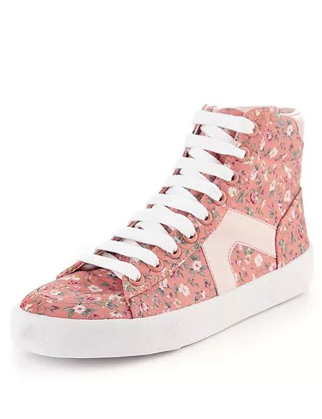 women's floral high top trainer.